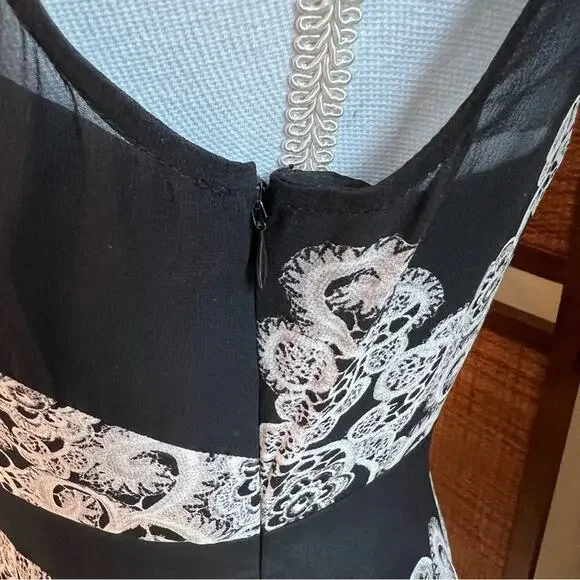 Karen Millen Black Gray Silk Cocktail Dress Lined Sleeveless Size 8 - Picture 9 of 12